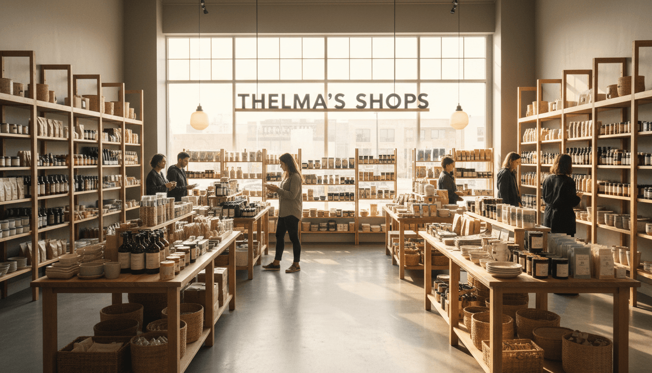 Interior of Thelmas Shops showing curated product displays and welcoming retail environment