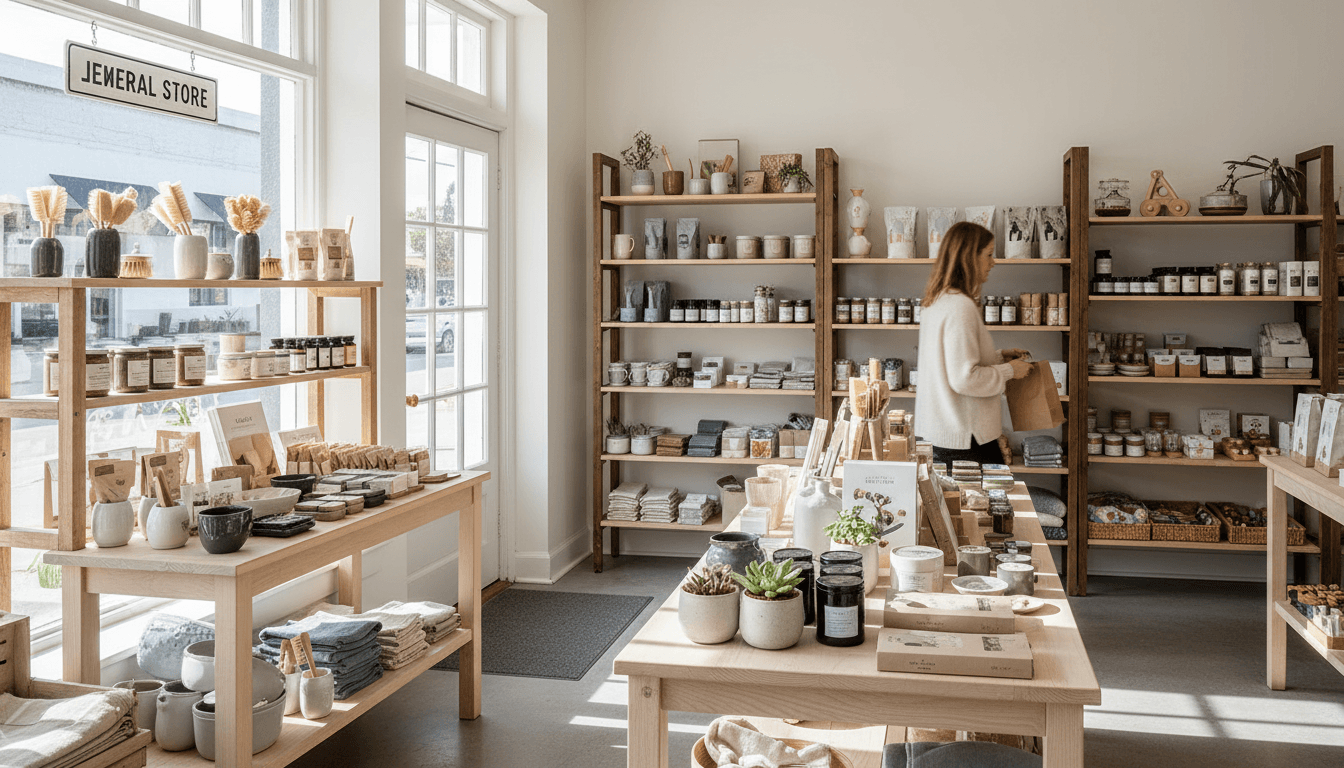 Welcoming retail interior at Thelmas Shops in Duchesne showing curated household products and essentials